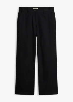 Pantalon tissé en lin et coton