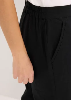 Pantalon tissé en lin et coton