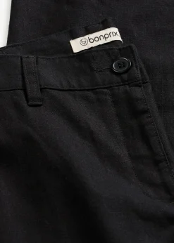 Pantalon tissé en lin et coton