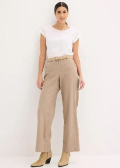Pantalon tissé en lin et coton