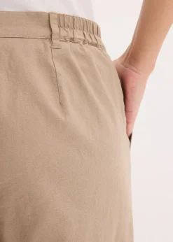 Pantalon tissé en lin et coton