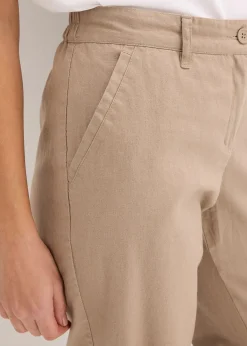 Pantalon tissé en lin et coton