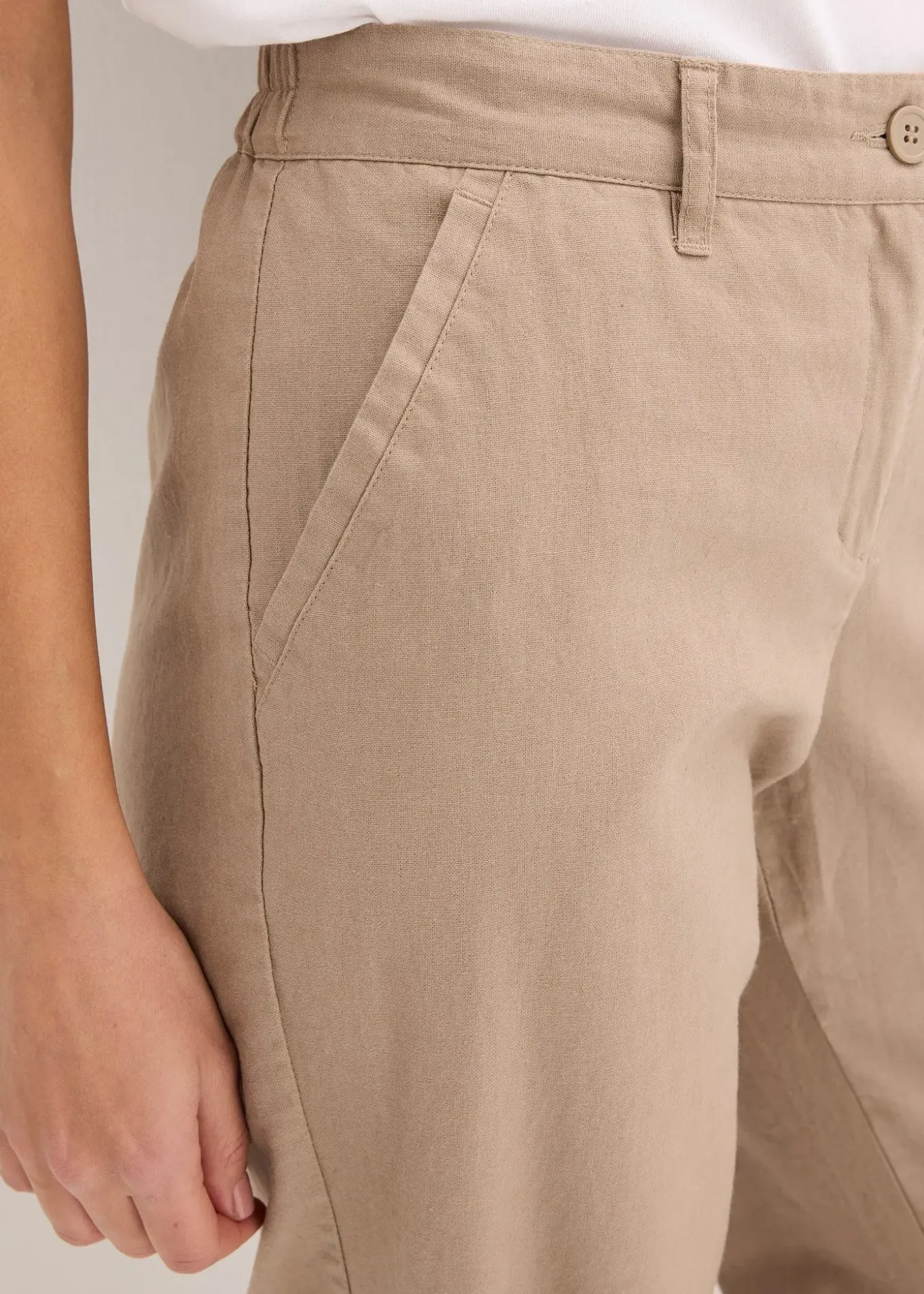 Pantalon tissé en lin et coton