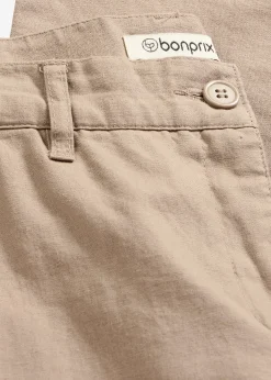 Pantalon tissé en lin et coton