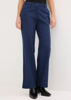 Pantalon tissé en lin et coton