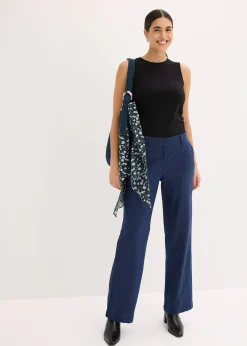 Pantalon tissé en lin et coton