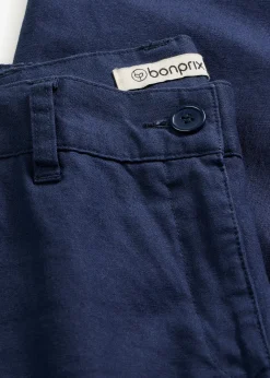 Pantalon tissé en lin et coton