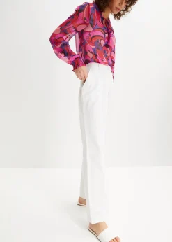 Pantalon tissé en lin et coton