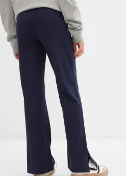 Pantalon évasée en coton extensible avec fentes sur les côtés