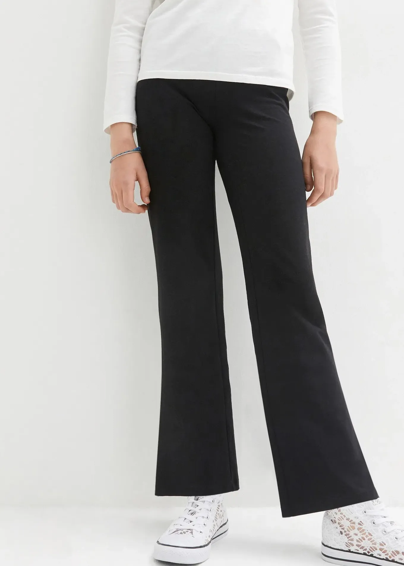 Pantalon évasée en coton extensible avec fentes sur les côtés