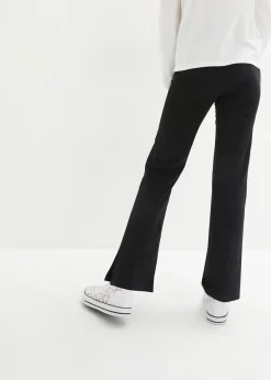 Pantalon évasée en coton extensible avec fentes sur les côtés