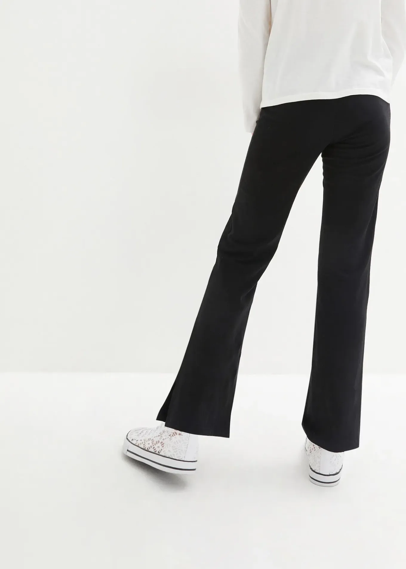 Pantalon évasée en coton extensible avec fentes sur les côtés