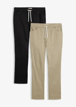 Pantalons taille extensible confortables, regular, à cordon contrastant