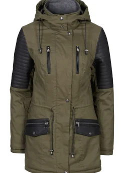 Parka à empiècements contrastants