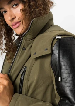 Parka à empiècements contrastants