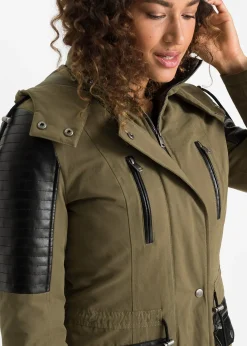 Parka à empiècements contrastants