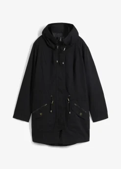 Parka courte en coton à col montant, cintrée