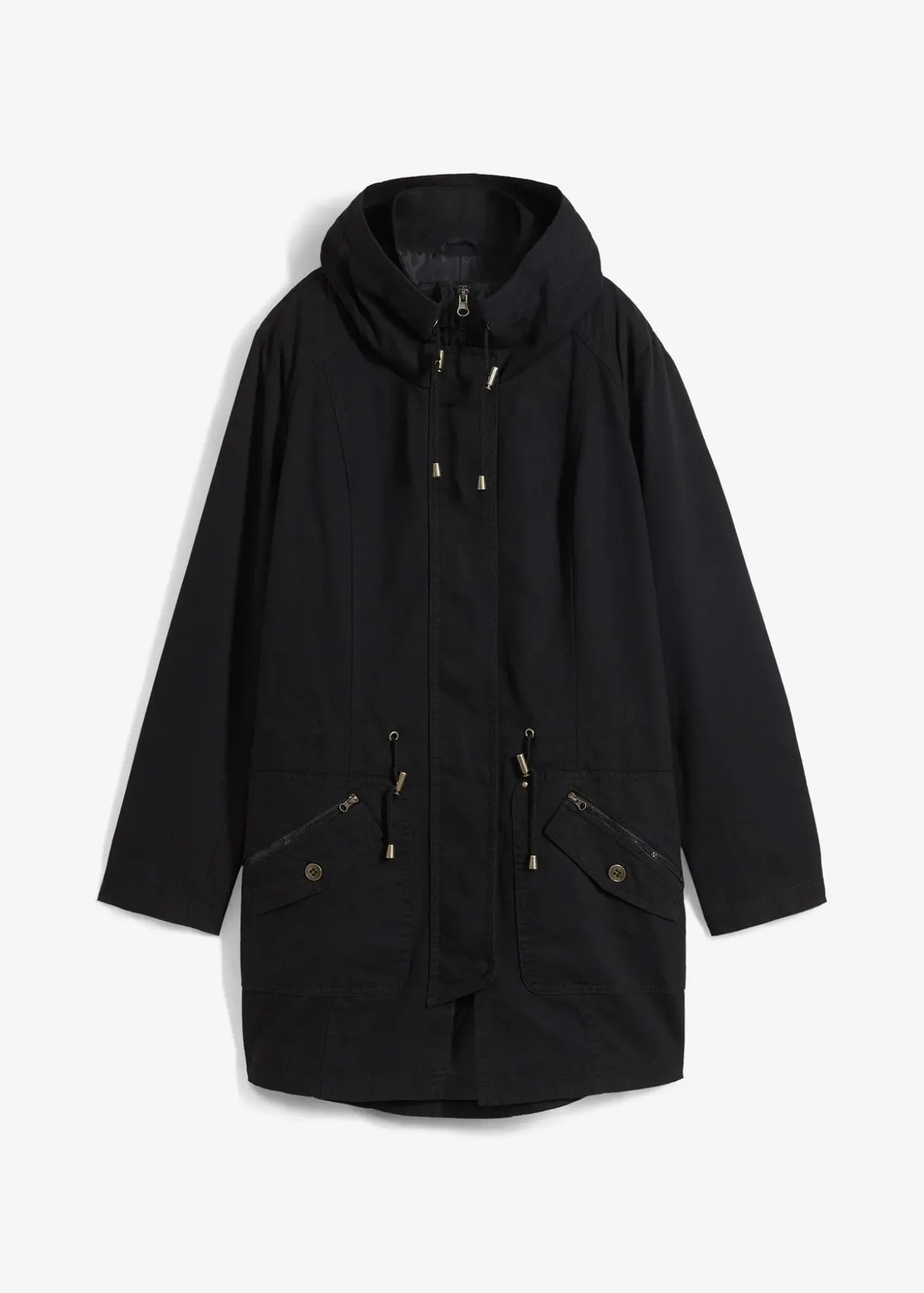 Parka courte en coton à col montant, cintrée