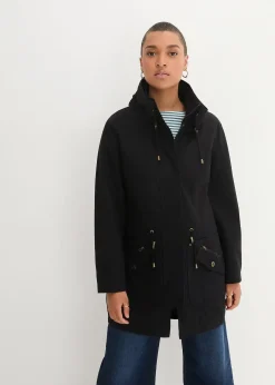 Parka courte en coton à col montant, cintrée