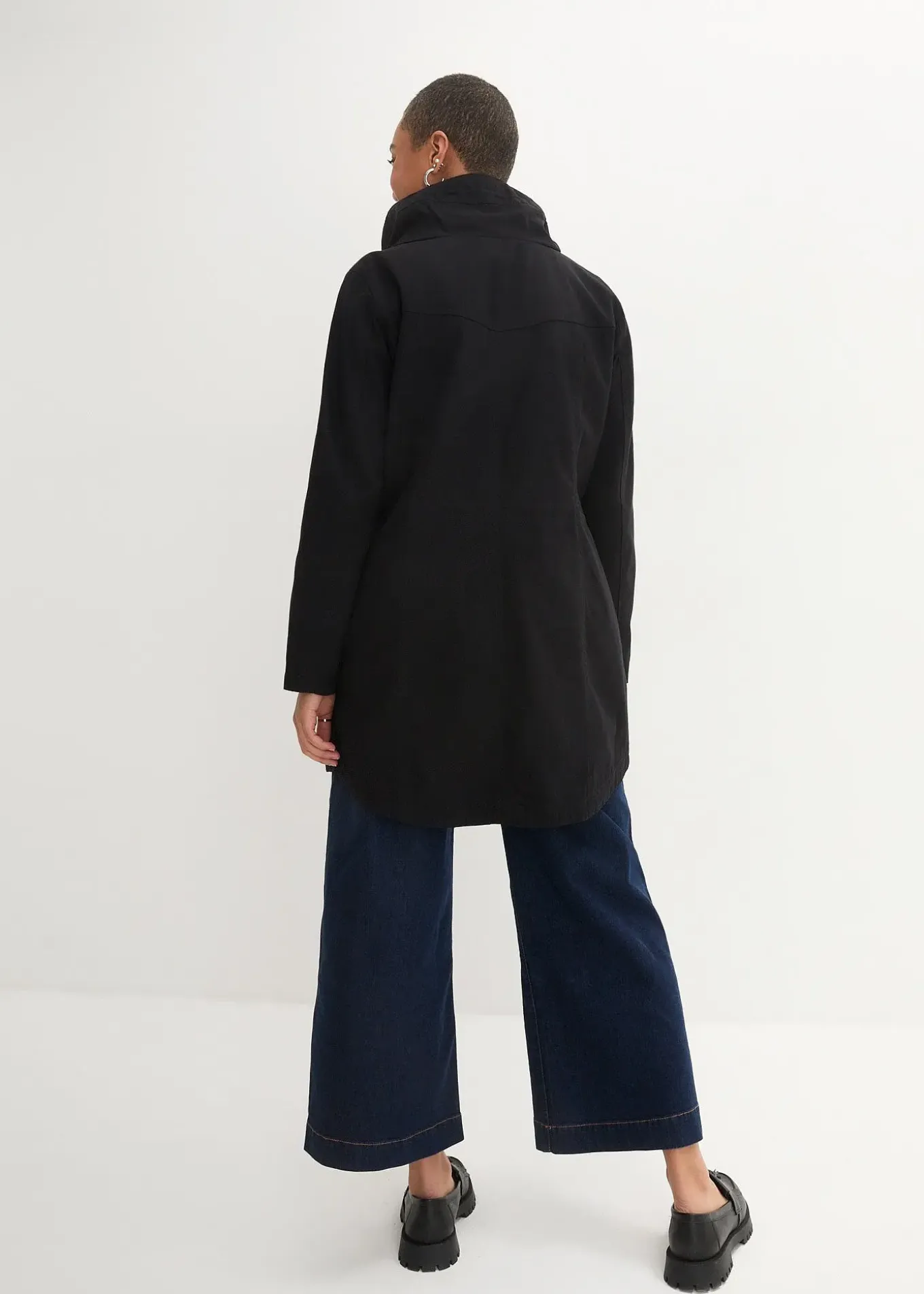 Parka courte en coton à col montant, cintrée