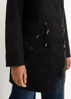 Parka courte en coton à col montant, cintrée