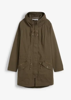 Parka courte en coton à col montant, cintrée