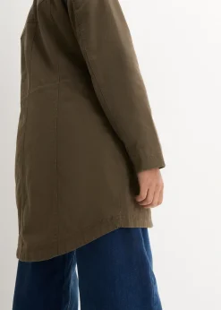 Parka courte en coton à col montant, cintrée