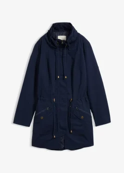 Parka courte en coton à col montant, cintrée