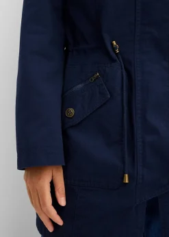 Parka courte en coton à col montant, cintrée