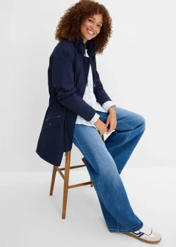 Parka courte en coton à col montant, cintrée