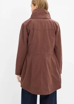 Parka courte en coton à col montant, cintrée