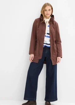 Parka courte en coton à col montant, cintrée