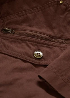 Parka courte en coton à col montant, cintrée