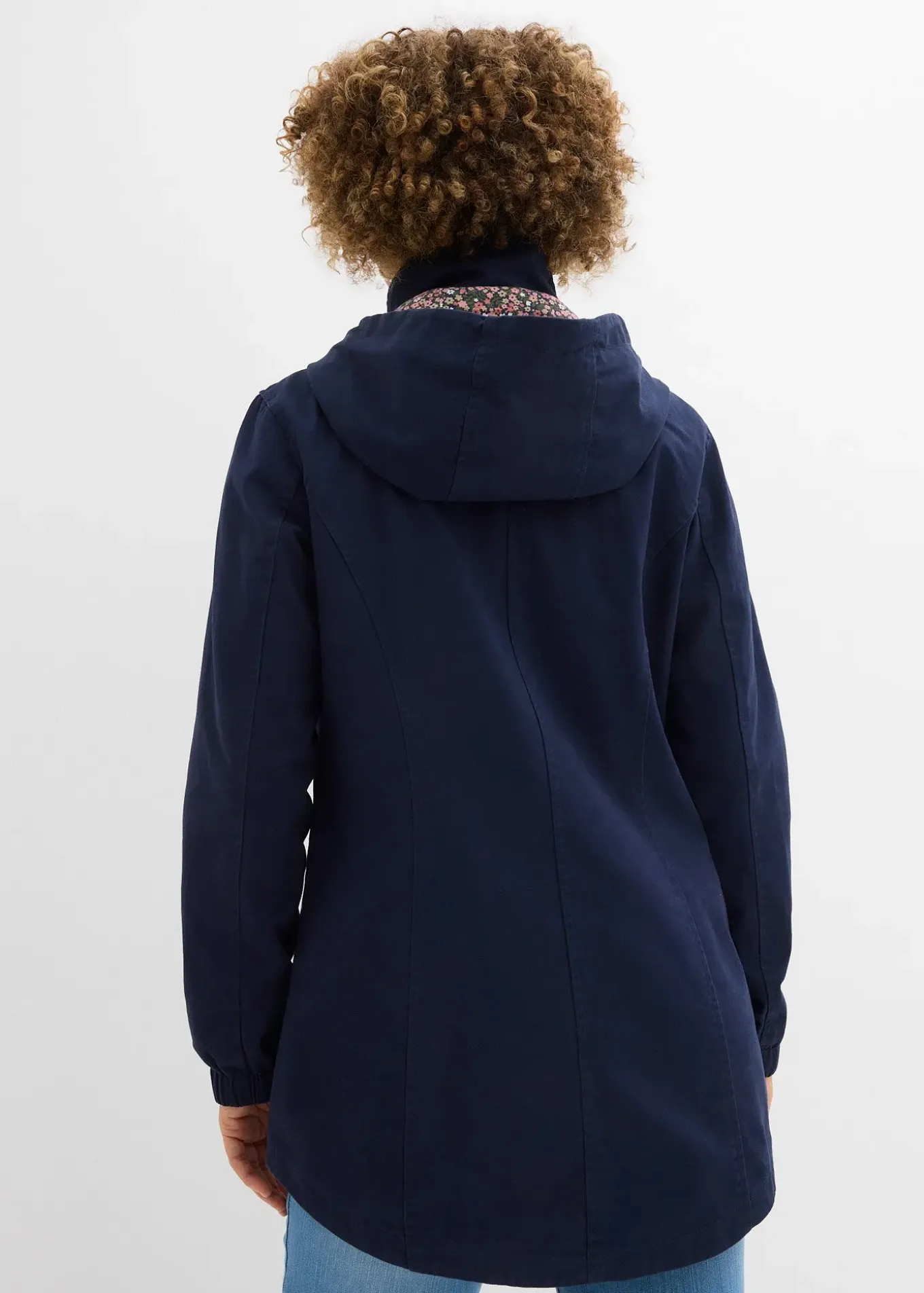 Parka de mi-saison en coton avec capuche imprimée
