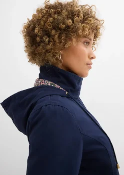 Parka de mi-saison en coton avec capuche imprimée