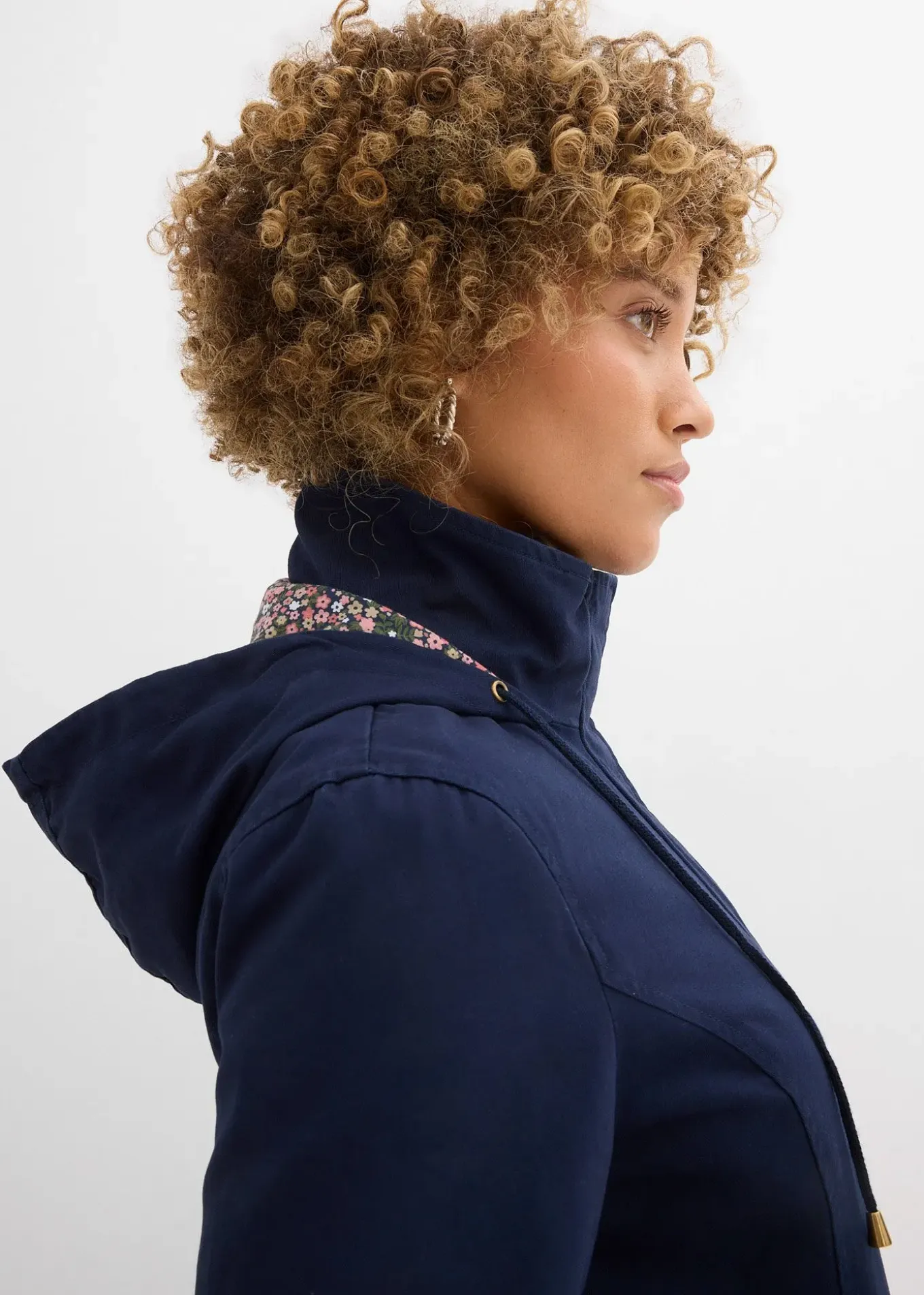 Parka de mi-saison en coton avec capuche imprimée