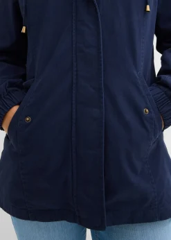 Parka de mi-saison en coton avec capuche imprimée