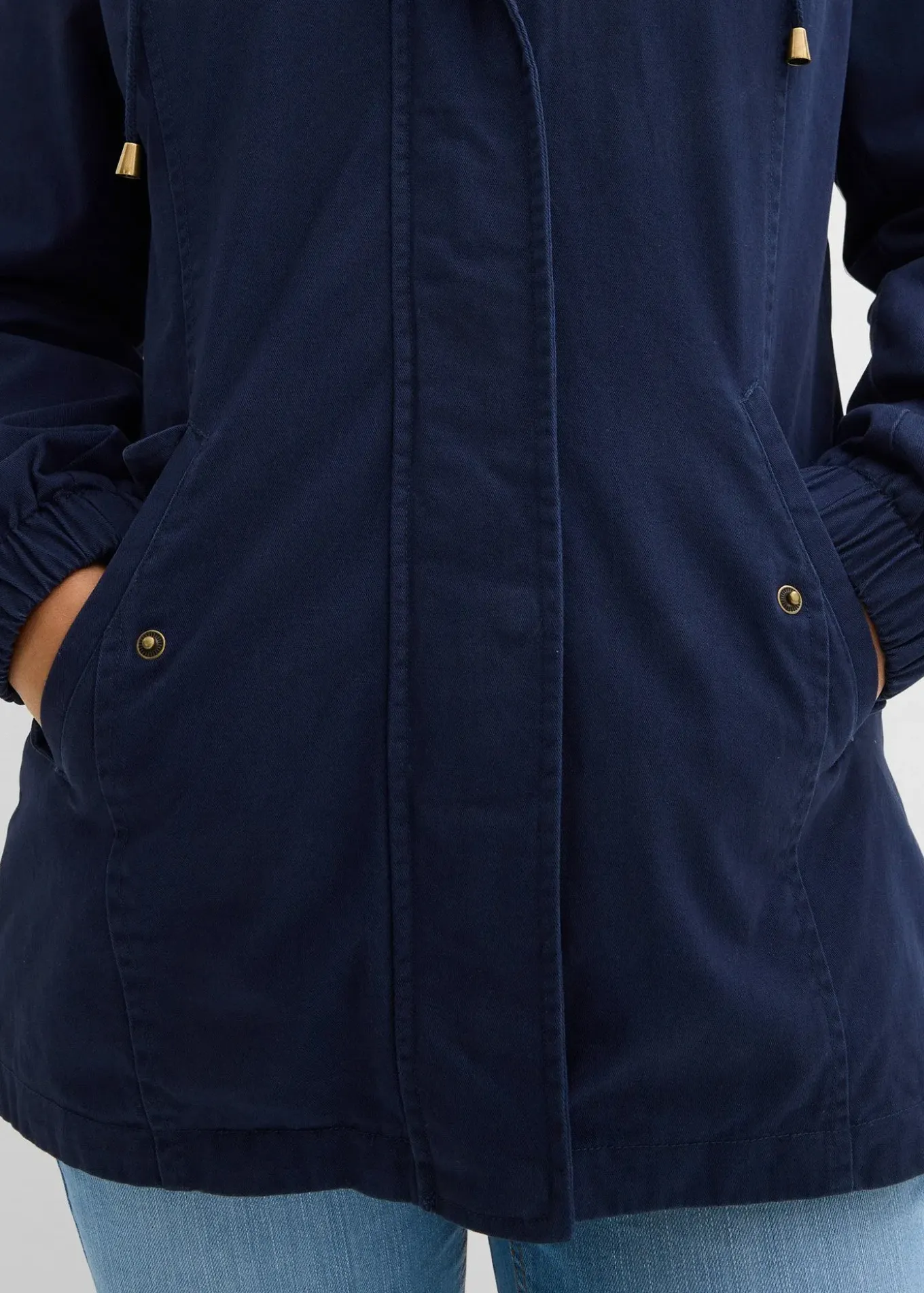 Parka de mi-saison en coton avec capuche imprimée