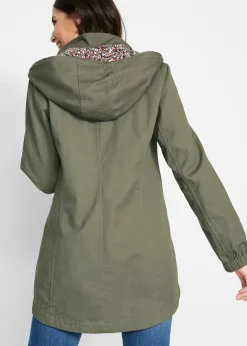 Parka de mi-saison en coton avec capuche imprimée