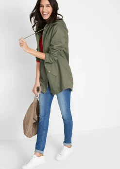 Parka de mi-saison en coton avec capuche imprimée