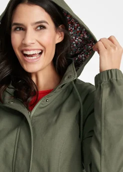 Parka de mi-saison en coton avec capuche imprimée