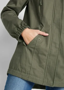 Parka de mi-saison en coton avec capuche imprimée