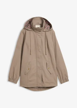 Parka de mi-saison en coton avec capuche imprimée