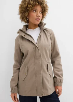 Parka de mi-saison en coton avec capuche imprimée