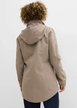 Parka de mi-saison en coton avec capuche imprimée