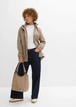 Parka de mi-saison en coton avec capuche imprimée