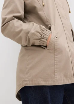 Parka de mi-saison en coton avec capuche imprimée