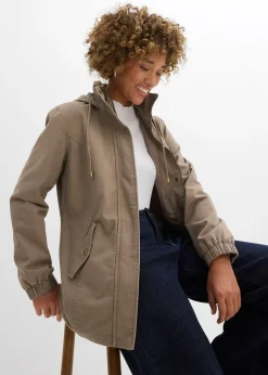 Parka de mi-saison en coton avec capuche imprimée