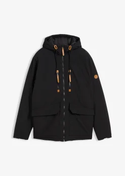 Parka d’hiver à capuche et détails enduits