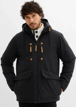 Parka d’hiver à capuche et détails enduits